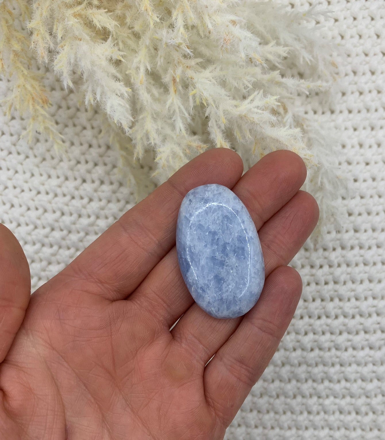Blue Calcite Palm Stone - Soothe | Learn | Heal